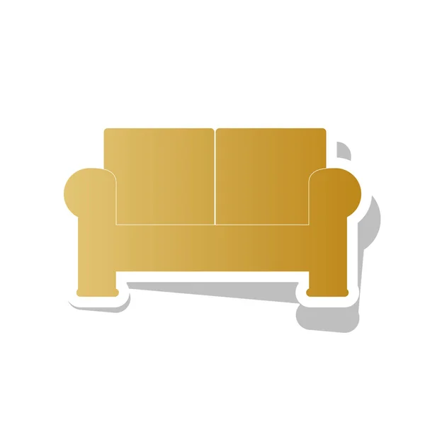 Sofa sign illustration. Vector. Golden gradient icon with white — Stock Vector