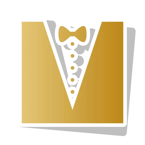 Tuxedo with bow silhouette. Vector. Golden gradient icon with wh — Stock Vector