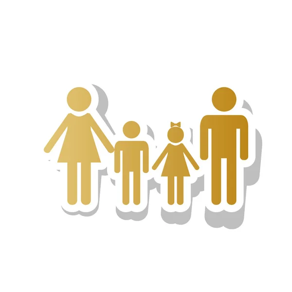Znak dla rodzin z dziećmi. Wektor. Złotą ikoną gradientu z białym konturem i — Wektor stockowy