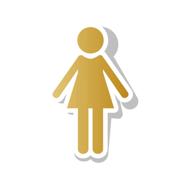 Vrouw teken illustratie. Vector. Gouden kleurovergang pictogram met wit — Stockvector