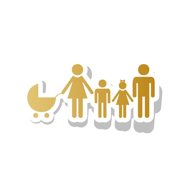 Family sign illustration. Vector. Golden gradient icon with whit — Stock Vector