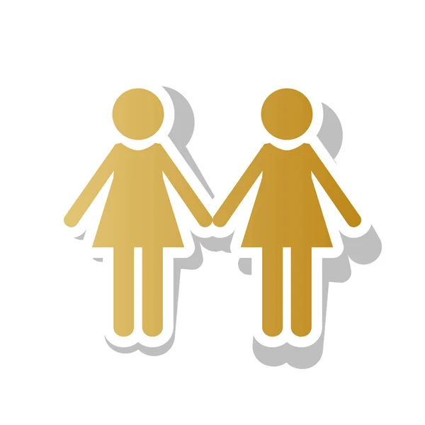 Lesbisk familj logga. Vektor. Gyllene gradient ikonen med vita con — Stock vektor