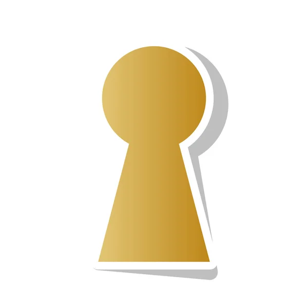 Figura do sinal do buraco da fechadura. Vector. Ícone de gradiente dourado com whi — Vetor de Stock