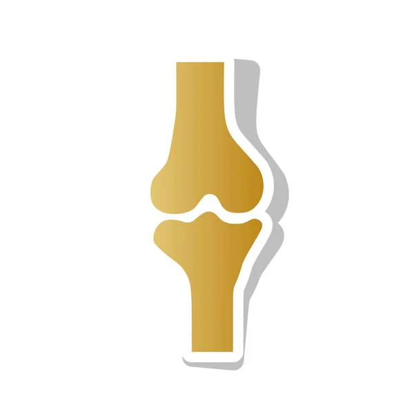 Señal de articulación de rodilla. Vector. Icono de degradado dorado con contorno blanco — Vector de stock