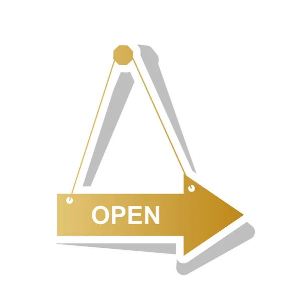 Open sign illustration. Vector. Golden gradient icon with white — Stock Vector