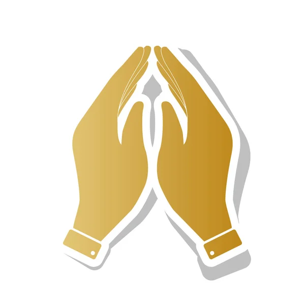 Ilustração do ícone da mão. Símbolo de oração. Vector. Gradiente dourado i —  Vetores de Stock