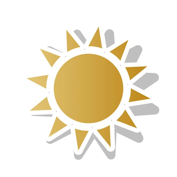 Signo de sol ilustración. Vector. Icono de gradiente dorado con c blanco — Vector de stock