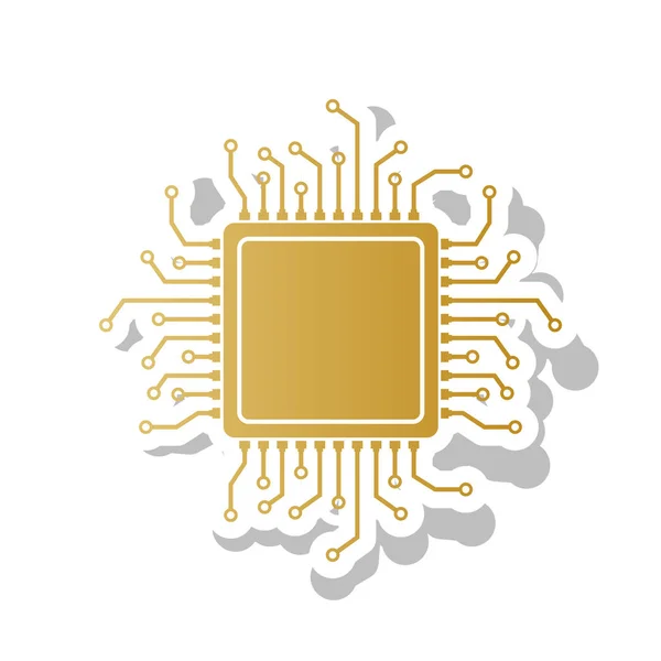 Cpu マイクロプロセッサの図。ベクトル。黄金のグラデーション アイコン wi — ストックベクタ