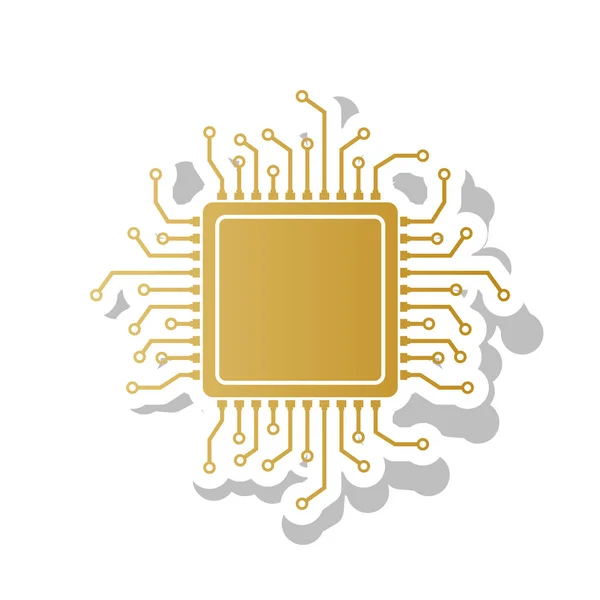 CPU mikroprocessor illustration. Vektor. Gyllene gradient ikonen wi — Stock vektor