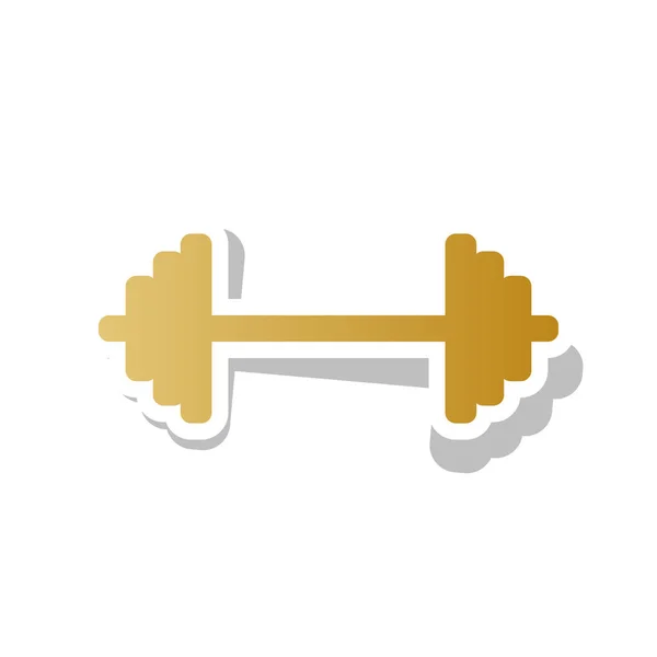 Dumbbell weights sign. Vector. Golden gradient icon with white c — Stock Vector
