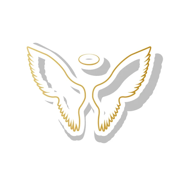 Ilustración del signo de alas. Vector. Icono de degradado dorado con blanco — Vector de stock