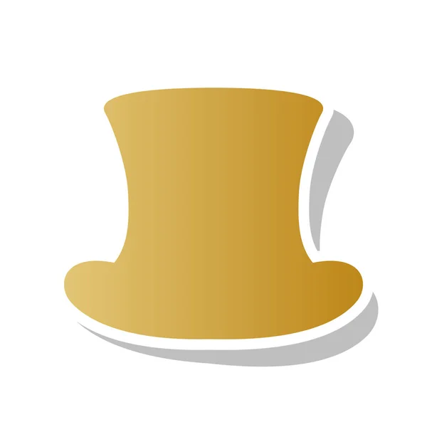 Znak Top hat. Wektor. Złotą ikoną gradientu z białym konturem — Wektor stockowy