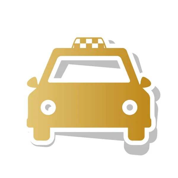 Taxi teken illustratie. Vector. Gouden kleurovergang pictogram met wit — Stockvector