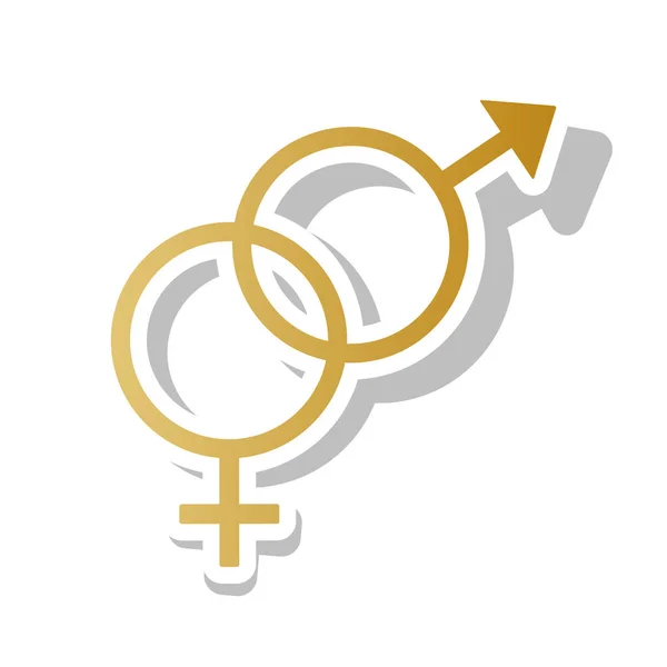 Signo de símbolo sexual. Vector. Icono de degradado dorado con contorno blanco — Archivo Imágenes Vectoriales