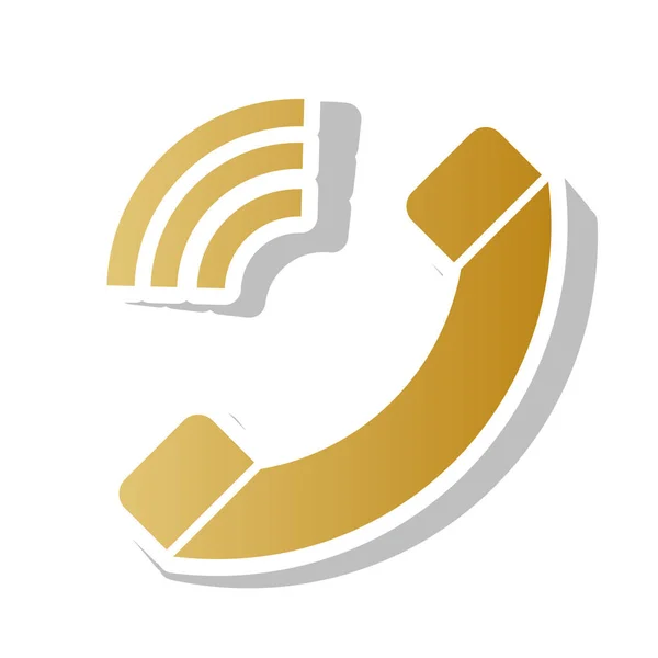 Telefon tecken illustration. Vektor. Gyllene gradient ikonen med vit — Stock vektor