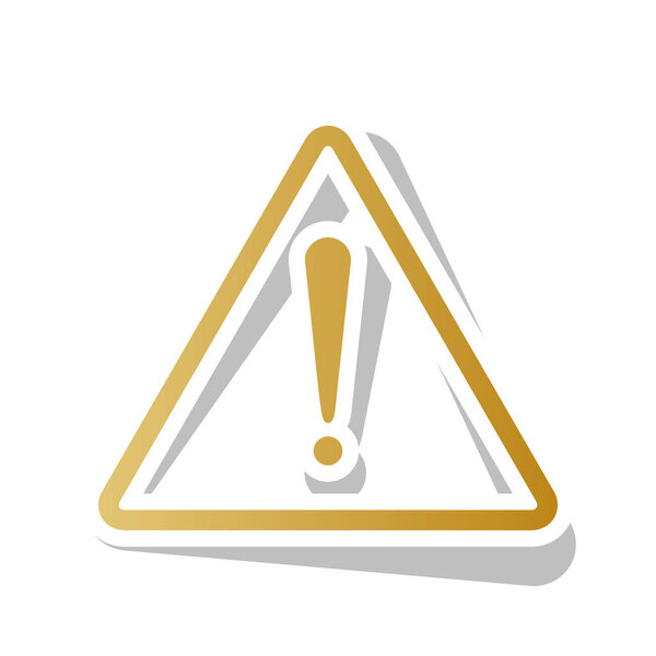 Восклицательный знак опасности. Плоский стиль. Вектор. Золотой градиент

