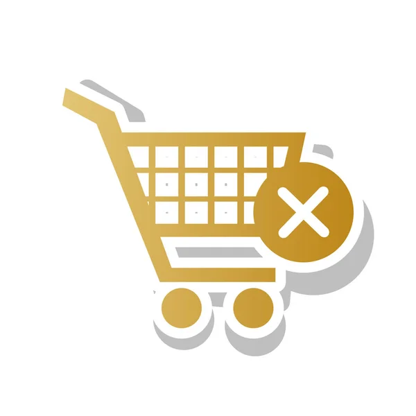 Shopping Cart with delete sign. Vector. Golden gradient icon wit — Stock Vector
