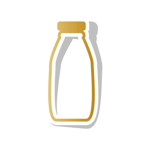 Melk fles teken. Vector. Gouden kleurovergang pictogram met witte contou — Stockvector