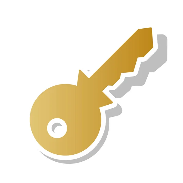 Key sign illustration. Vector. Golden gradient icon with white c — Stock Vector