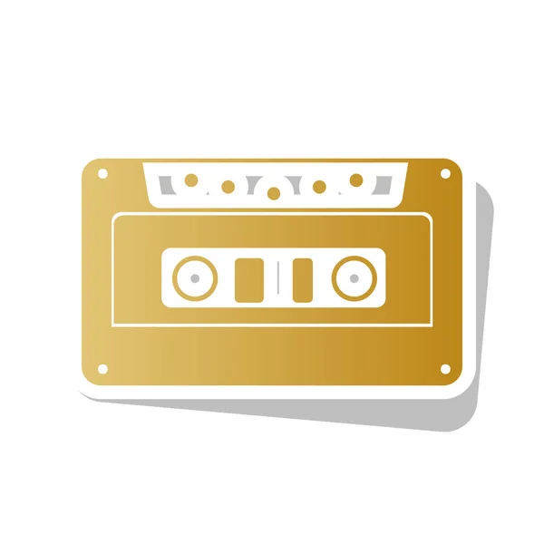 Cassettepictogram, geluidsband teken. Vector. Gouden kleurovergang pictogram wit — Stockvector