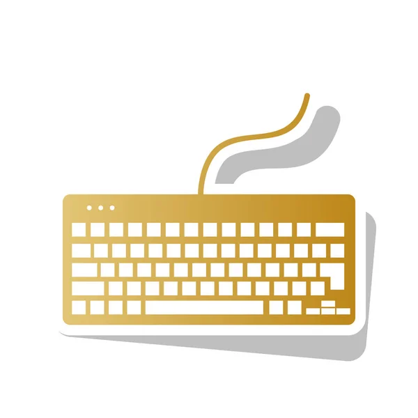 Teclado sinal simples. Vector. Ícone de gradiente dourado com co branco — Vetor de Stock