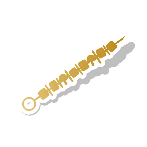 Shish kebab en brochetas firmar. Vector. Gradiente dorado icono con w — Archivo Imágenes Vectoriales