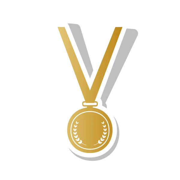 Medalha sinal simples. Vector. Ícone de gradiente dourado com conto branco — Vetor de Stock