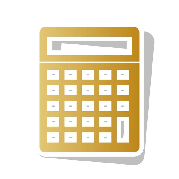 Calcolatrice segno semplice. Vettore. Icona del gradiente dorato con bianco — Vettoriale Stock