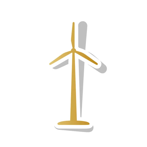 Logo ou signe de l'éolienne. Vecteur. Icône de dégradé doré avec whi — Image vectorielle