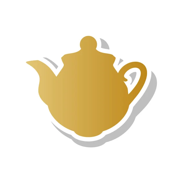 Tea maker Kitchen sign. Vector. Golden gradient icon with white — Stock Vector