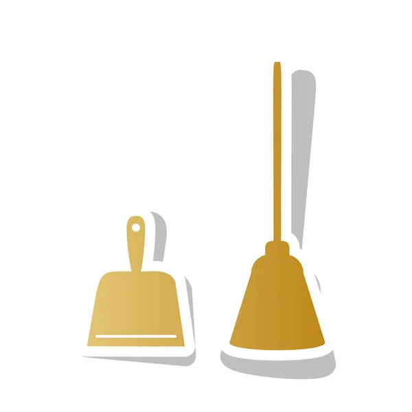 Señal de Dustpan. cucharada para la limpieza de basura tareas domésticas cubo de basura equipar — Archivo Imágenes Vectoriales