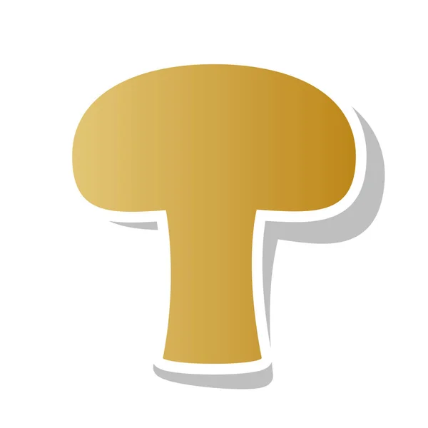 Mushroom simple sign. Vector. Golden gradient icon with white co — Stock Vector