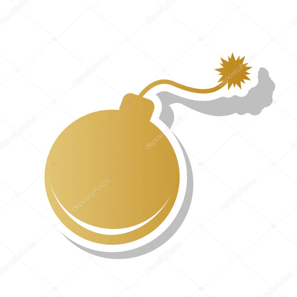 Bomb sign illustration. Vector. Golden gradient icon with white 