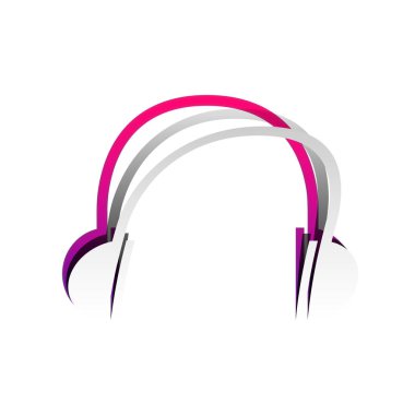 Kulaklık illüstrasyon işareti. Vektör. Tirsi balığı ile ayrılabilir kağıt