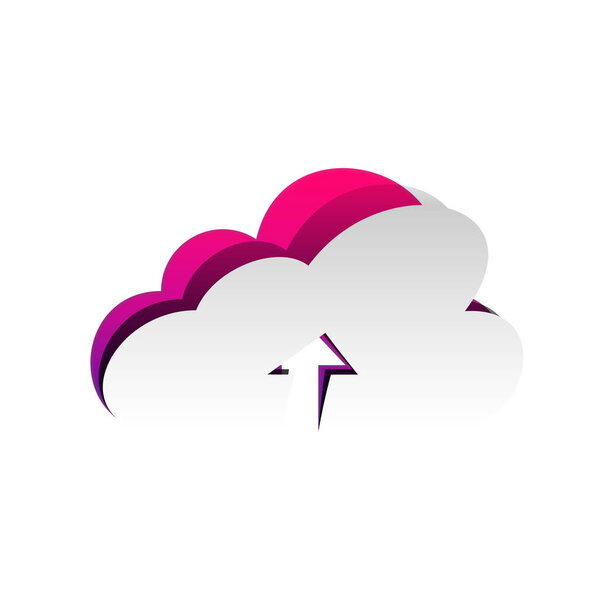 Cloud technology sign. Vector. Detachable paper with shadow at u