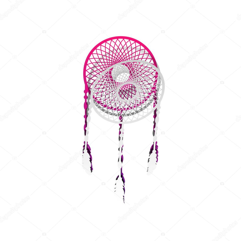 Dream catcher sign. Vector. Detachable paper with shadow at unde