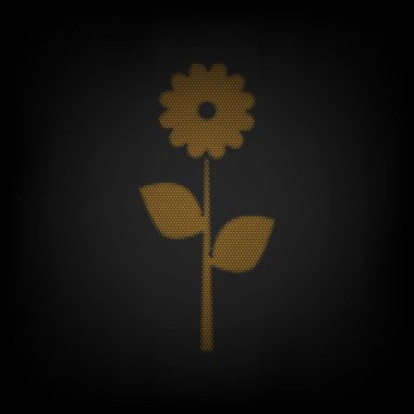 Çiçek tabelası çizimi. Karanlıktaki küçük turuncu ampulün ızgarası gibi simge.