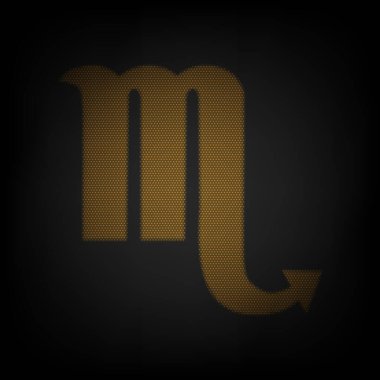 Akrep burcu çizimi. Karanlıktaki küçük turuncu ampulün ızgarası gibi simge.