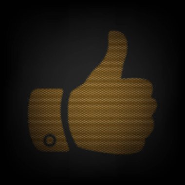 El işareti çizimi. Karanlıktaki küçük turuncu ampulün ızgarası gibi simge.