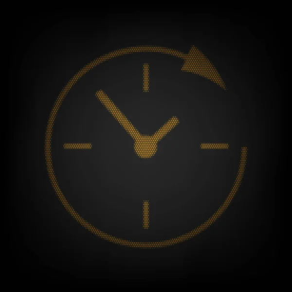 Стенные Часы Поддержка Икона Виде Сетки Маленькой Оранжевой Лампочки Темноте — стоковый вектор