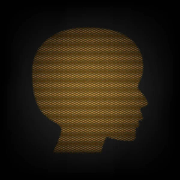 Знак Голова Икона Виде Сетки Маленькой Оранжевой Лампочки Темноте — стоковый вектор