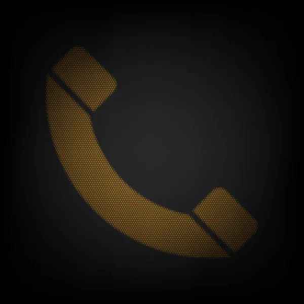 Ілюстрація Телефонних Знаків Ікона Сітка Маленької Помаранчевої Лампочки Темряві — стоковий вектор
