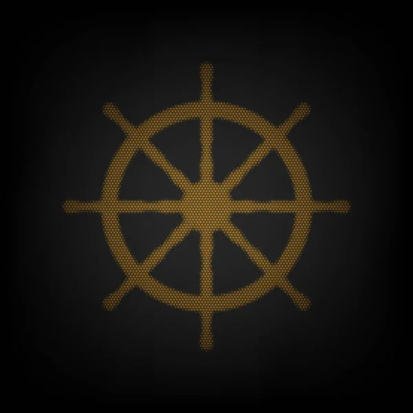 Корабельный Знак Икона Виде Сетки Маленькой Оранжевой Лампочки Темноте — стоковый вектор