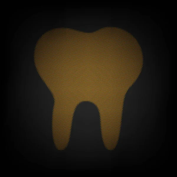 Ilustración Signos Dentales Icono Como Rejilla Pequeña Bombilla Naranja Oscuridad — Vector de stock