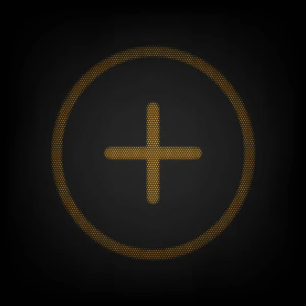 Pozitivní Symbol Znak Ikona Jako Mřížka Malé Oranžové Žárovky Tmě — Stockový vektor