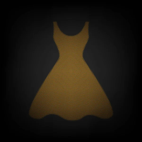 女人服装标志 图标是黑暗中橙色小灯泡的网格 — 图库矢量图片