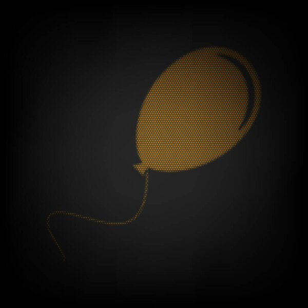 Balloon sign illustration. Icon as grid of small orange light bulb in darkness.