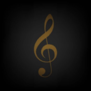 Kemancı anahtarı işareti. Sol-kol. Üçlü anahtar. Karanlıktaki küçük turuncu ampulün ızgarası gibi simge.