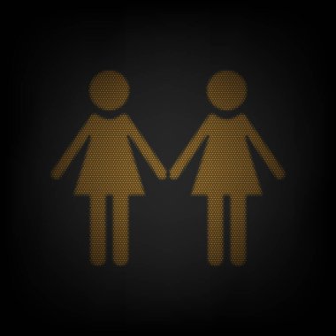 Lezbiyen aile işareti. Karanlıktaki küçük turuncu ampulün ızgarası gibi simge.