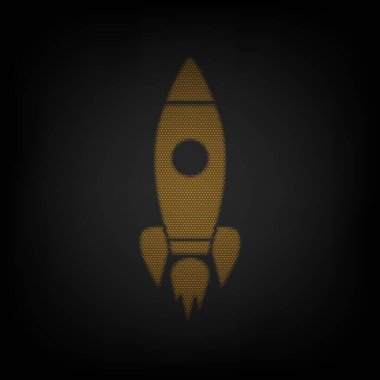 Roket işareti çizimi. Karanlıktaki küçük turuncu ampulün ızgarası gibi simge.